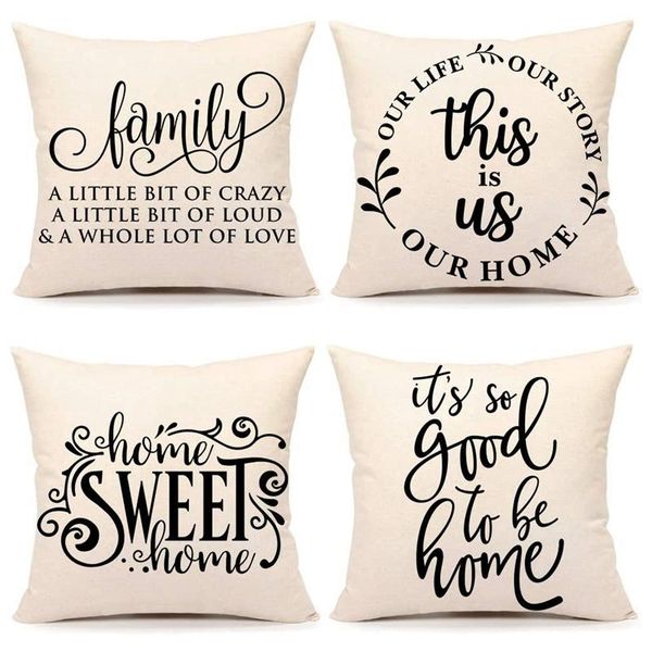 

pillow case farmhouse decoration covers family saying this is us our home cushion for sofa couch porch decor