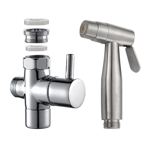 

stainless steel water discharge pressurized spray gun set toilet cleaning women's companion flushing head bidet faucets