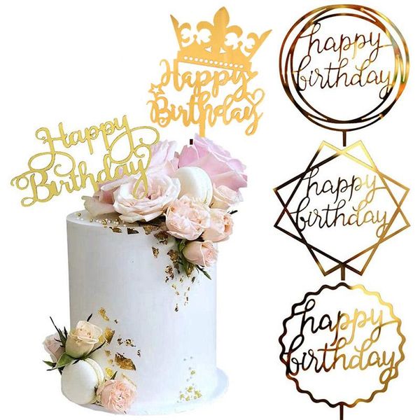 

other festive & party supplies 5pcs gold acrylic happy birthday cake er decorating tools decoration