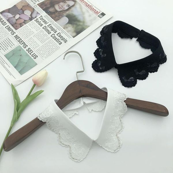 

bow ties handmade beads fake collar tie vintage detachable removable necklace false lapel blouse accessories, Black;gray