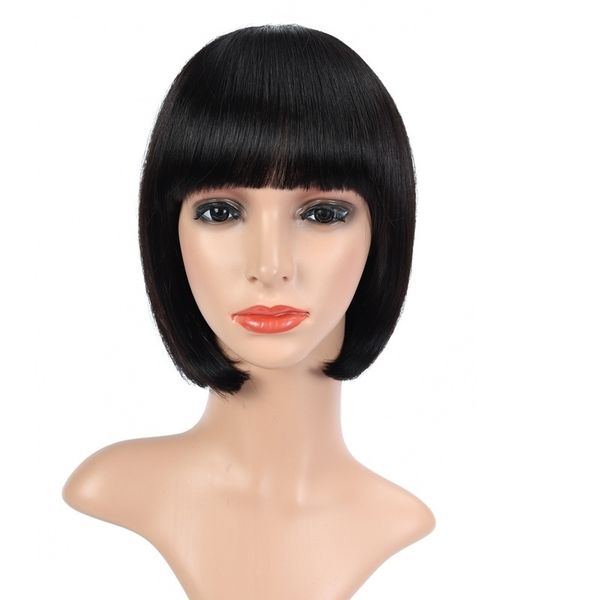 

wave headgear in long real wig mechanism, Black
