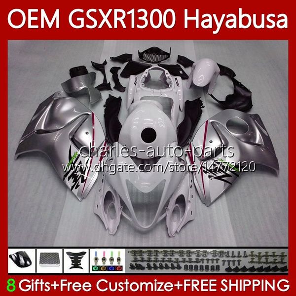 Инъекция для Suzuki Hayabusa серебристо-белое тело GSXR-1300 GSXR 1300 CC 08-19 77NO.124 1300CC GSXR1300 08 2008 2009 2011 2011 2012 2013 GSX R1300 14 15 16 17 18 19 Обнаружения