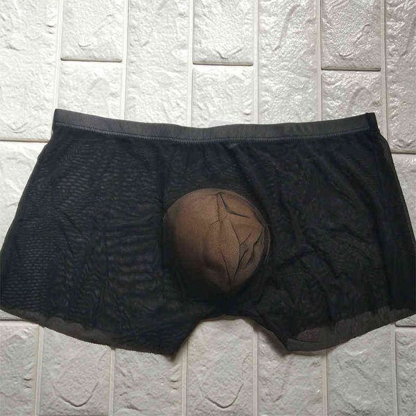 Sexy Lingerie Transparente Underwear Homens Boxers Confortável Respirável Líquido Fio Net Boxer U Convexo Shorts Calcinhas Cueca Masculina H1214