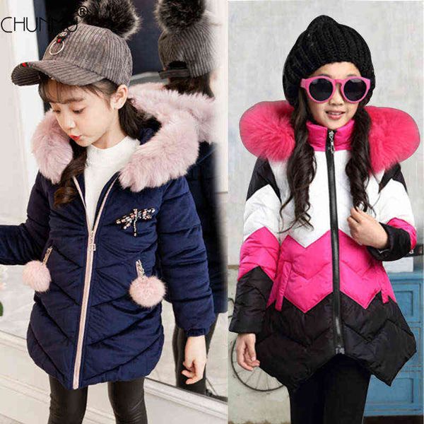 Meninas de inverno casaco de pele faihion grosso bebê quente bebê jaquetas de pele casacos parka parka kids outubro roupa crianças casaco de crianças 3-12 anos 211111