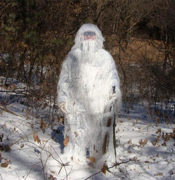 

winter white snow hunting ghillie suit camo clothes walking uniform sets