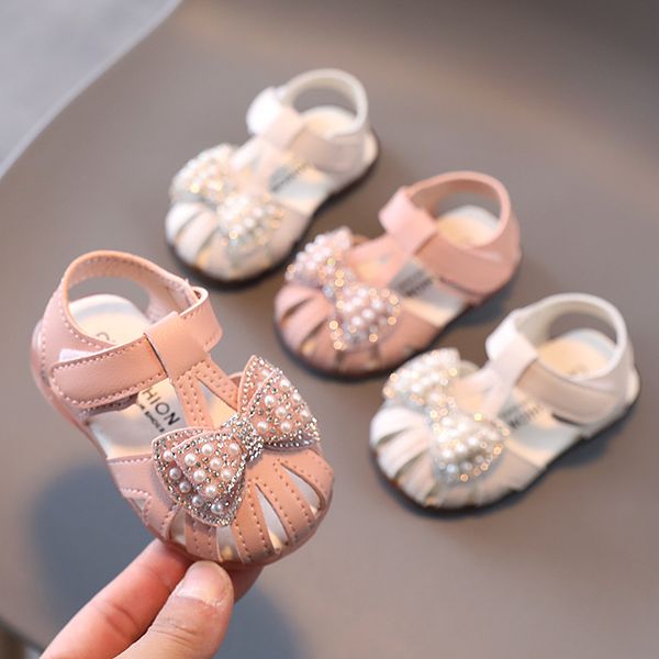 

Summer Baby Girls Sandals Rhinestone Bowknot Princess Shoes Comfortable Soft Bottom Children Kids Sandals Infant Toddler Shoes, Pink