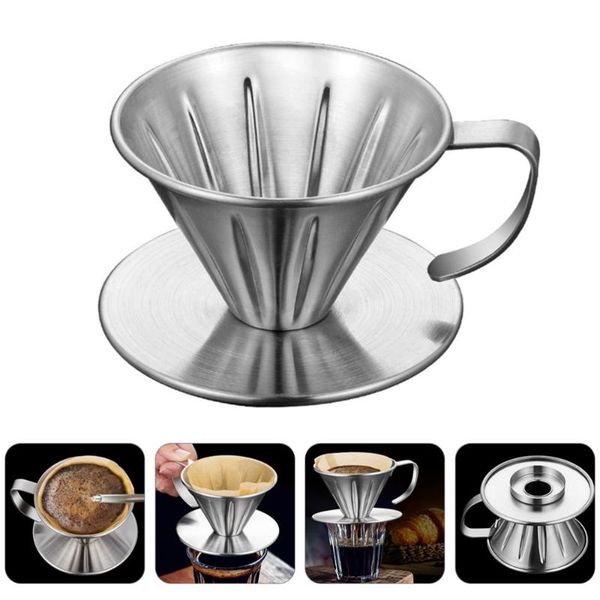 

coffee filters 1pc cone filter cup stainless steel drip with handle