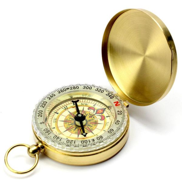 

camping hiking pocket brass golden compass portable navigation for outdoor activities gadgets