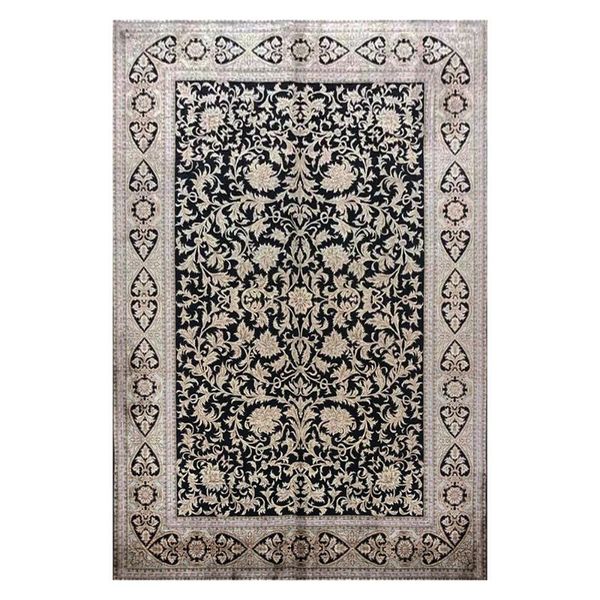 

carpets 5.5'x8' modern black floral pattern silk carpet living room decoration handmade rug