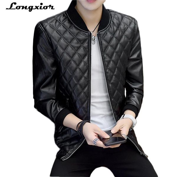 

men's jackets leather jacket solid korean style fashion male casual pu slim fit big size 4xl coat men mlj25, Black;brown
