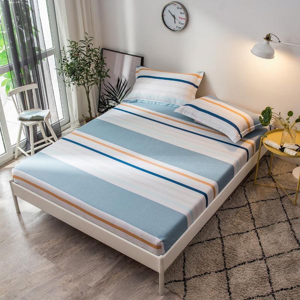 

sheets & sets stripe printed fitted sheet for single double bed kids adults 100% cotton (no case) xf757-9