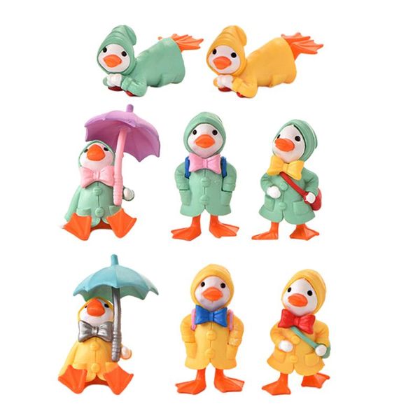 

rain wear 8pcs mini duck models plastic ornaments garden decor accessories crafts
