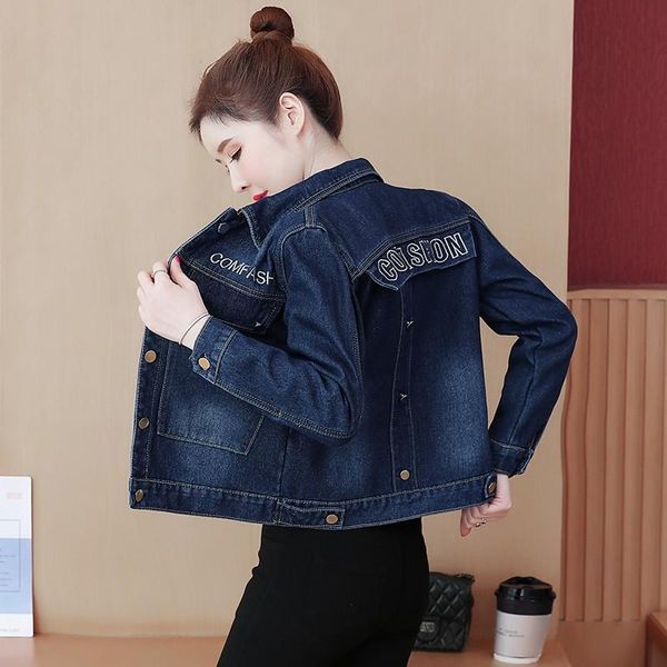 

women's jackets 2021 plus size 3xl denim jacket spring autumn short coat pink jean woman casual loose outerwear, Black;brown