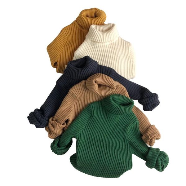 

pullover kids turtleneck sweater for girls autumn winter children outwear clothing baby boys bottoming knitting sweaters top, Blue