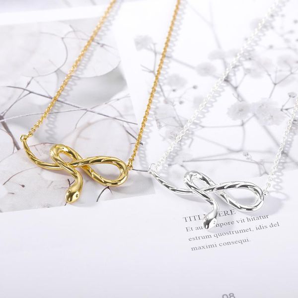 

pendant necklaces gold color snake necklace for women collares stainless steel animal punk choker jewellery friend gift, Silver