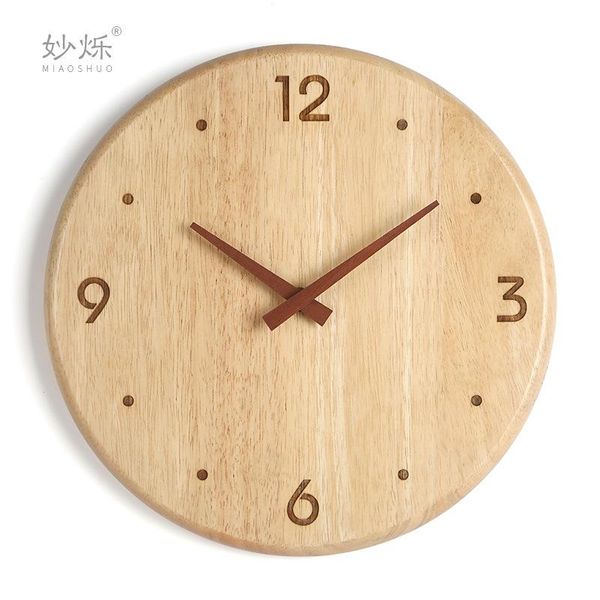 

wall clocks nordic wood clock living room modern silent retro watch home bedroom relogio de parede gift decor fz754