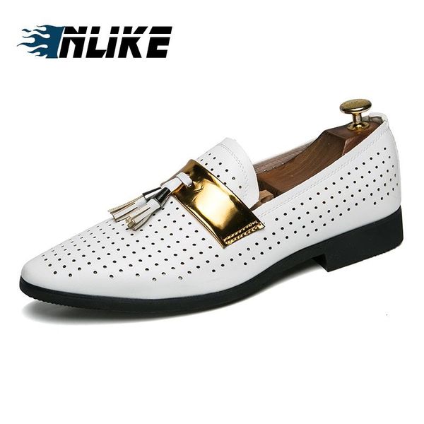 

dress shoes inlike men leather tassel casual weave loafers slip on mens big size, Black