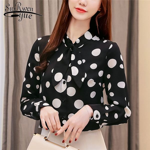 

fashion chiffon womens and blouses spring bow tie shirts long-sleeved ol clothes 1795 50 210521, White