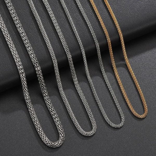 

chains hesiod fashion silver hollow grid necklace for men male punk titanium steel chain gold link chian party jewelry gifts