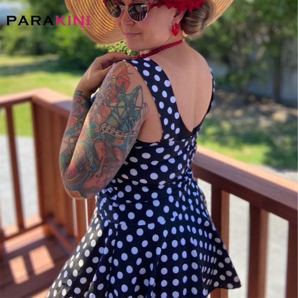 

women swimsuit plus size swimwear wide strap polka dot tankini two piece sets push up print beachwear swimdress one-piece suits
