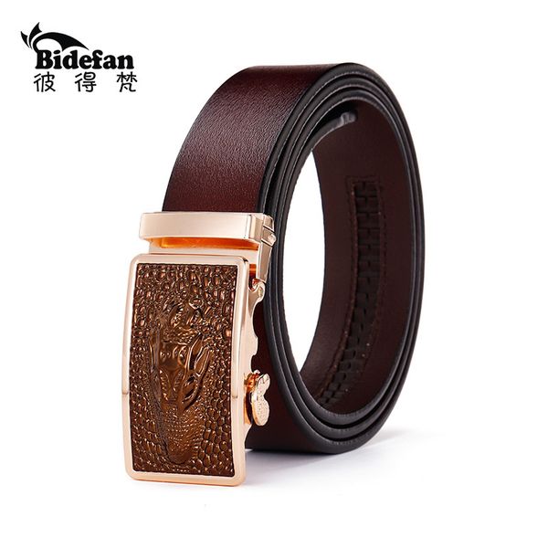 

men's creative new belt automatic button business high-end antique two-layer leather, Black;brown