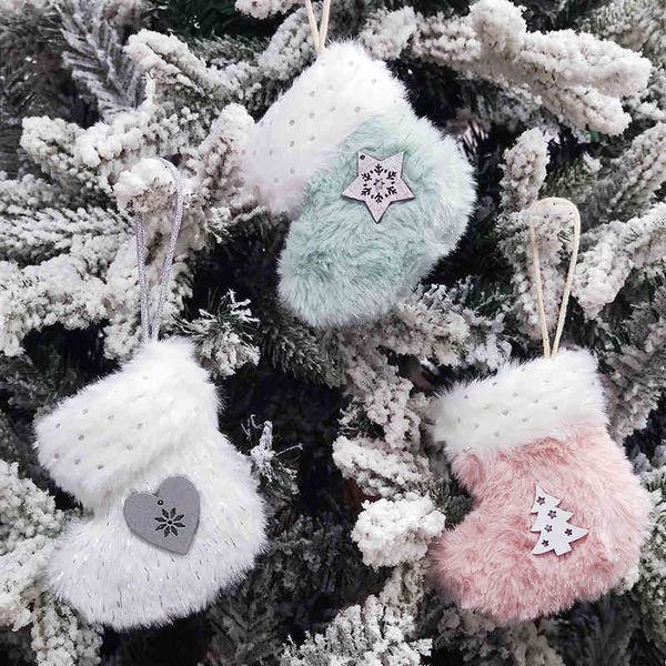 

new creative lovely plush socks pendant small boots christmas tree decorations mall window pendant