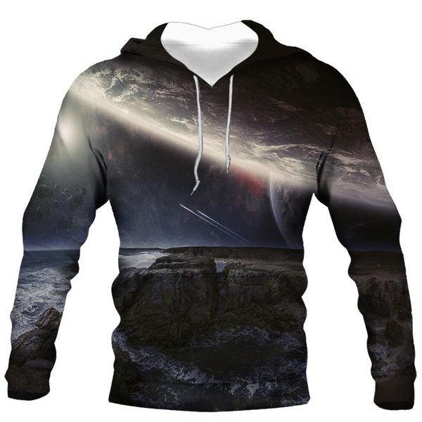 

men's t-shirts daily casual style 3d printed hooded sweater, stylish handsome pattern, autumn sports sweater., White;black