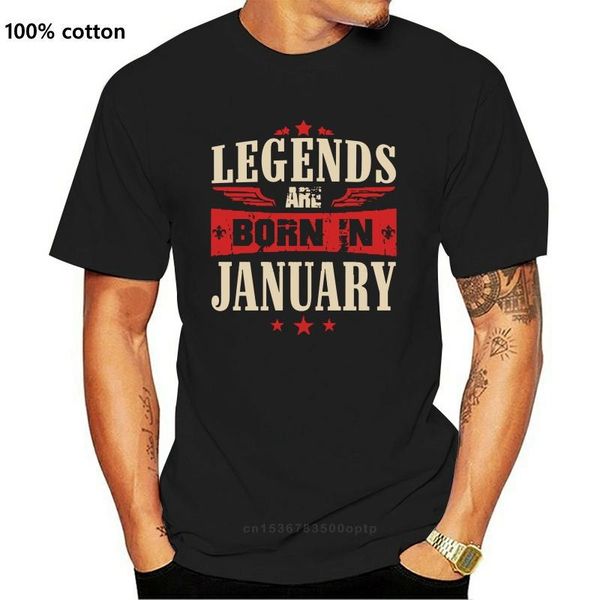 

legends are in january men t shirt homme guy big size cotton crewneck custom short sleeve brand clothing men's t-shirts, White;black