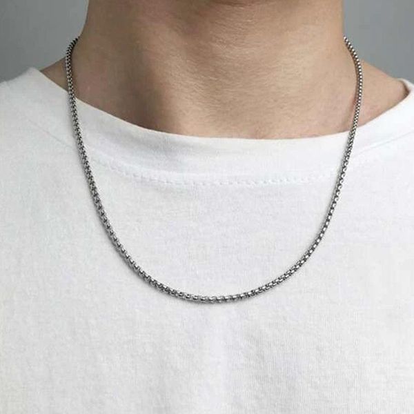 

chains simple punk charm infinity necklacess for men keel chain choker necklaces statement fashion jewelry gift, Silver