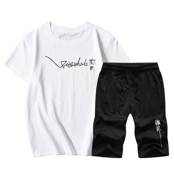 

men's tracksuits two piece set short-sleeved 2021 summer casual sets outwear sweatshirts men fasion brand shirt +shorts, Gray