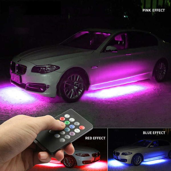 

new 4x car chassis decorative waterproof led ambient strip lights car underglow atmosphere rgb lamp bar truck side light accessories
