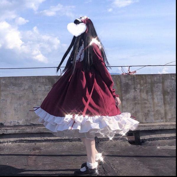 

gothic lolita soft sisters victorian women dresses medieval lace red blue pink party female princess halloween costume, Black;gray