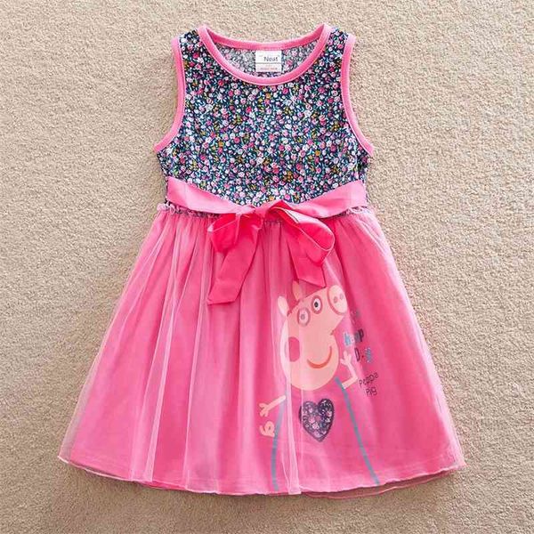 

2020 summer new children's dress girl's pig mesh pleated princess dress, Red;yellow