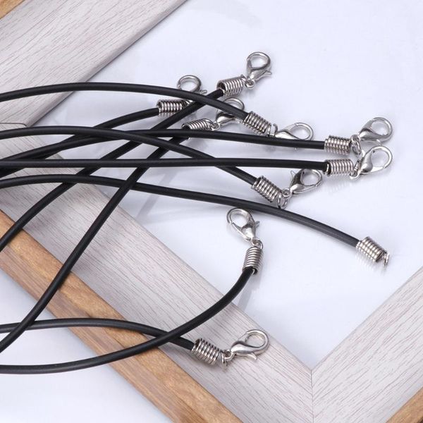 

pendant necklaces 32ce 10pcs diy necklace rope cord rubber black jewelry making with lobster clasp gift, Silver