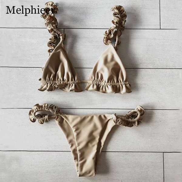 

mini bikinis biquini 2021 push up brazilian bikini set green ruffle swimwear bandage bathing suit swimming suit for women