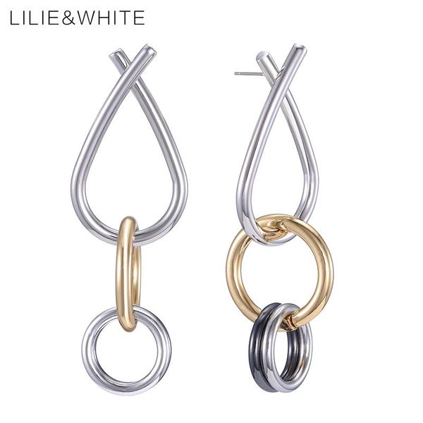 

dangle & chandelier lilie&white arrival geometric tricolor circles drop earrings for women gift elegant jewelry cocktail party hc, Silver