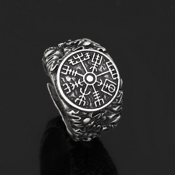 

wind adjustable nordic viking compass ring men's, Silver