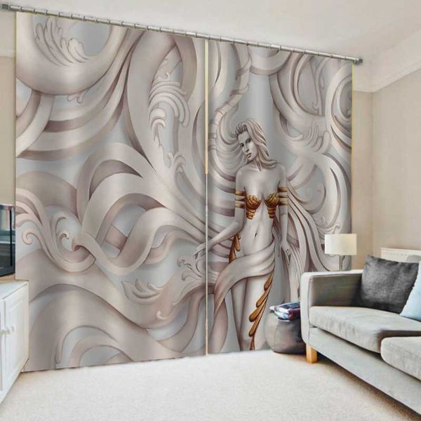

curtain & drapes custom 3d relief figure curtains for living room bedroom luxury art printing cortinas blackout