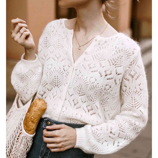 

sweater knit hollow out cardigan autumn vintage o neck long sleeve casual sweater office lady women sweaters winter fashion 1h8f, White;black