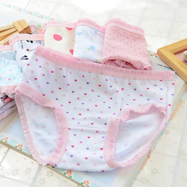 

6pcs/pack cotton children girls underwears briefs soft comfortable panties cute sweet printed short underpants mixed color 1-10t, Camo