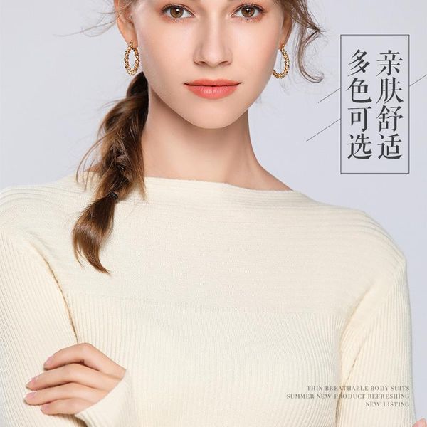 

women's sweaters sweater fall/winter 2021cashmere casual one word collar pullover korean fashion knitted jacket long sleeves, White;black