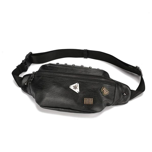 

waist bags brand fashion pu leather rivet chest handbag men pack