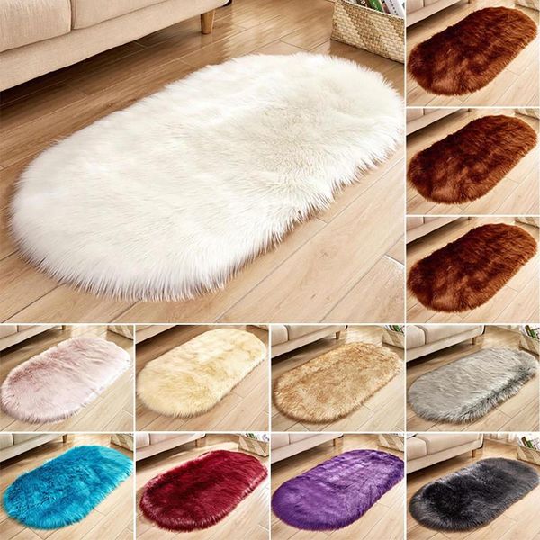 

40*60cm super soft faux fur bedroom oval-shaped carpet fluffy area rug home decorations rugs and carpets for living room
