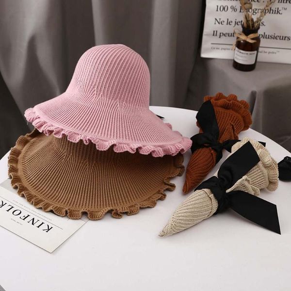 

wide brim hats female sun big bowknot foldable fashion ruffle straw hat casual outdoor beach cap for women uv protected, Blue;gray