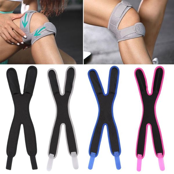 

adjustable patella belt silicone knee pads braces jumper runner leg guard outdoor sports supports protector elbow, Black;gray
