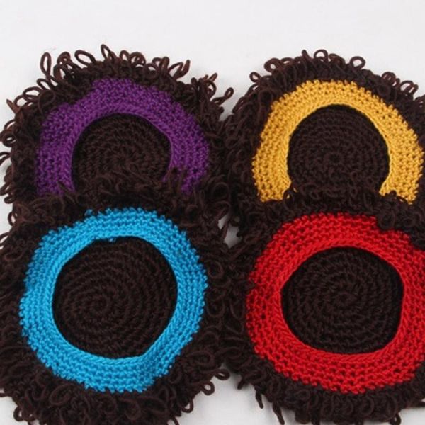 

1-6yrs novelty kids wig hat party cosplay accessories pography props boy girl winter afro cap knitted hair curly caps & hats, Yellow