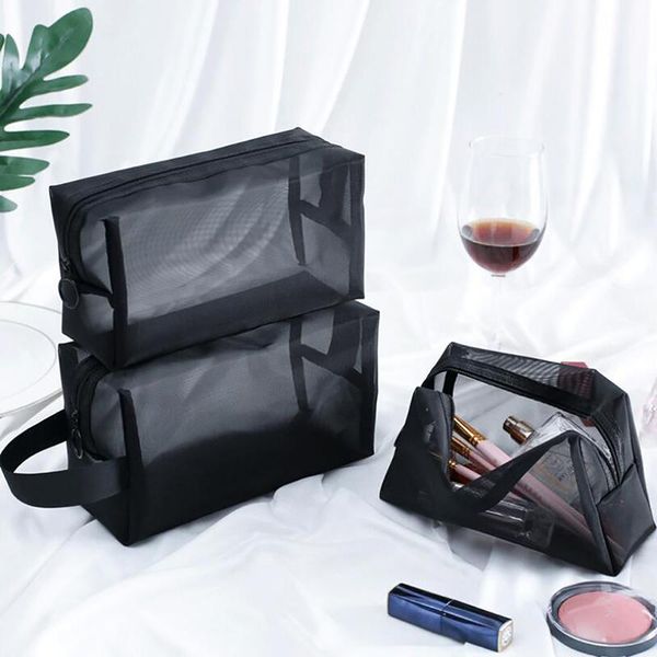 

cosmetic toiletry bathing storage bag mesh travel organizer bags large capacity wash make up hanging for bathroom