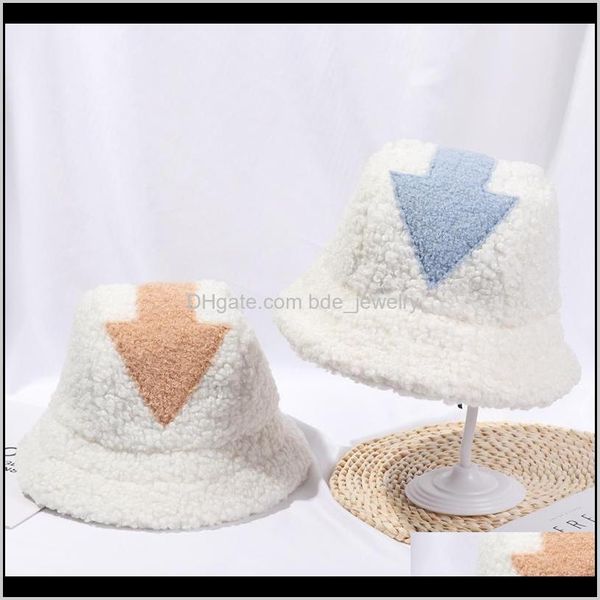 

wide brim hats, scarves & gloves fashion aessories lamb wool hat winter warm fishing caps faux fur arrow symbol printed bucket men women tid, Blue;gray