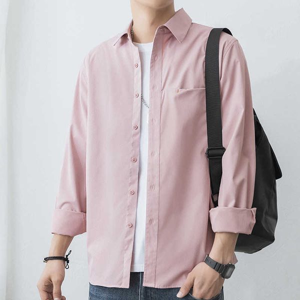 

sleeve long shirt for men in spring and autumn, White;black