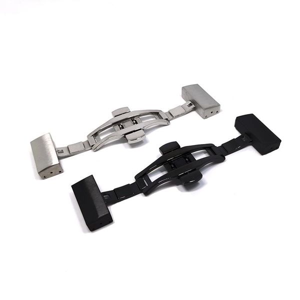 

watch bands stainless steel clasp butterfly buckle 18mm 20mm 22mm metal double press fold repair accessories silver black, Black;brown